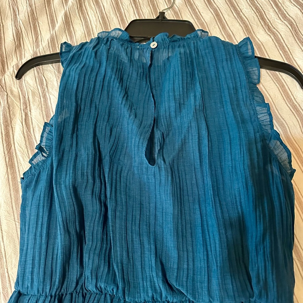 Socialite Teal Ruffled Blouse - Picture 4 of 5